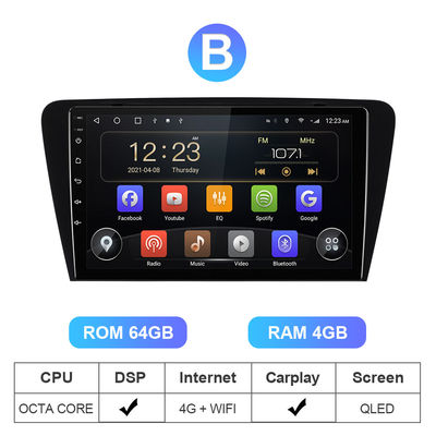 BT5.0 Car GPS Navigation DVD Player For Skoda Octavia 2014-2017