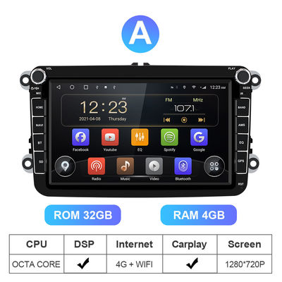 Skoda Golf Polo Car GPS Navigation Auto Radio 2 Din HD QLED 1280*720P